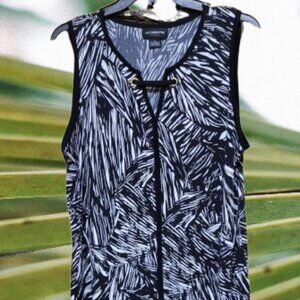 Liz Claiborne Career Size Large Black & White Palm Business Casual Key H…